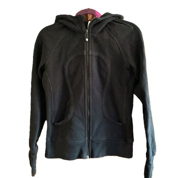 Lululemon cotton blend black and white Scuba jacket with hood, 8, Y2K - Picture 12 of 16